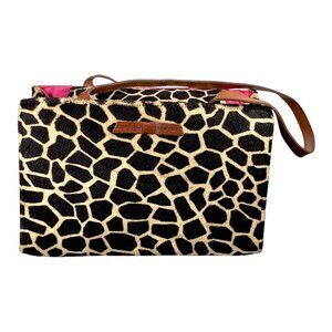 Kate Spade Bag Faux Fur Plush Animal Print Giraffe Satchel Purse 2 Top Hadles